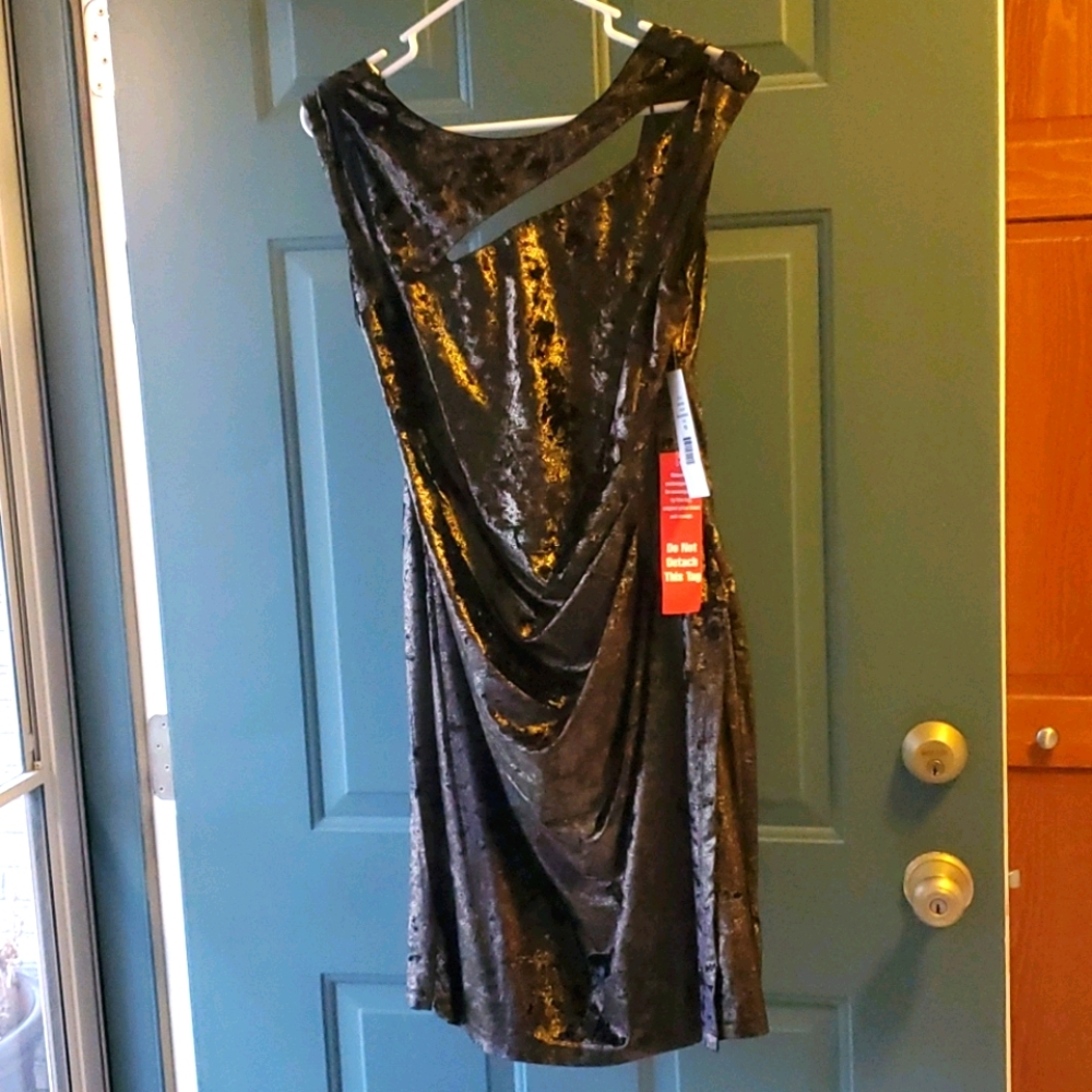 Crushed Velvet Stretchy Bronze Dress Sz 16